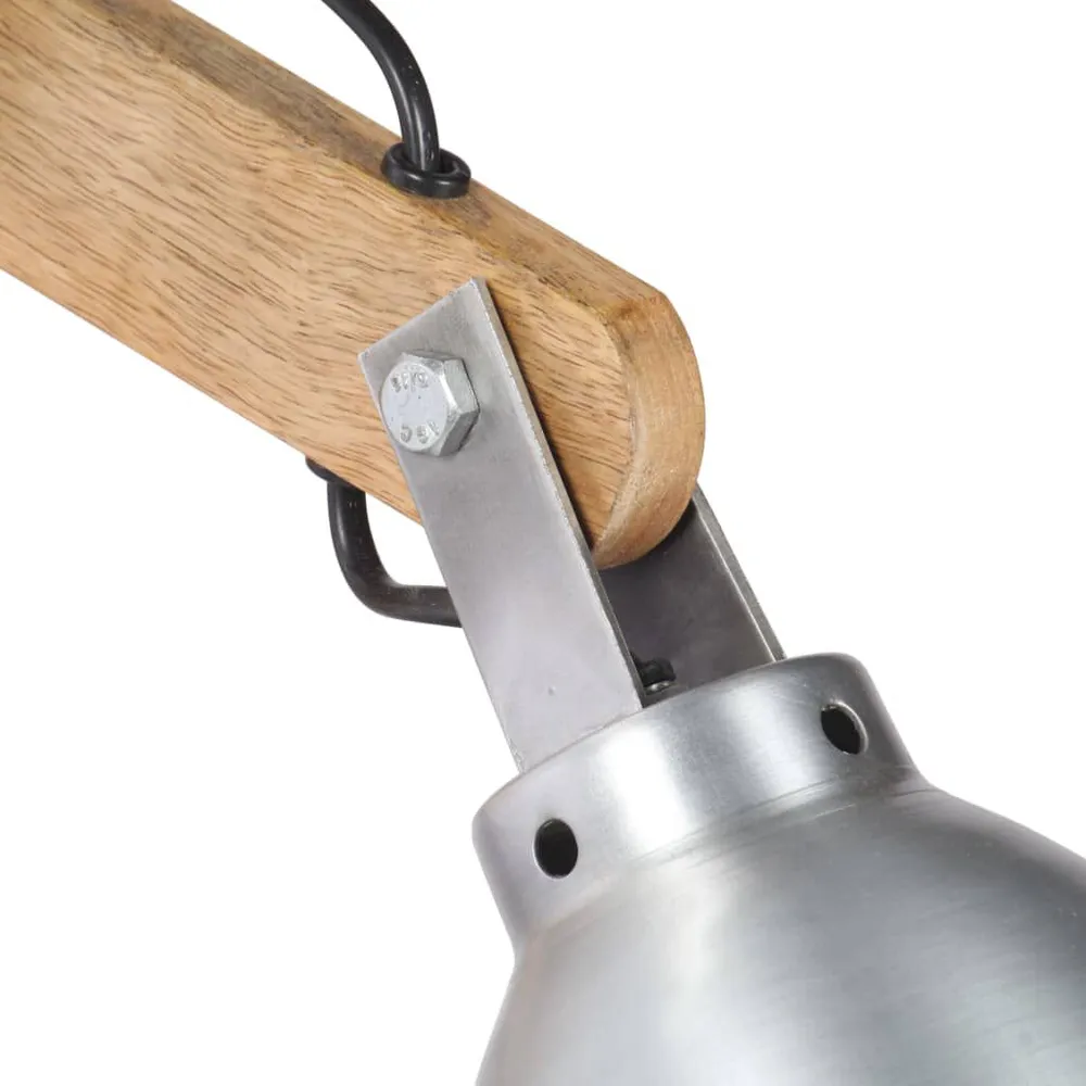 Désagrafeuse ergonomique Lampe murale E27 Argenté Bois de manguier massif et fer