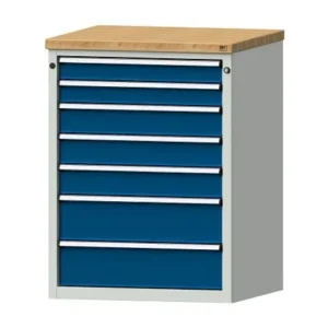 Armoire à tiroirs pour établis ANKE exemple 3005 V 765 x 700 x 1020 mm RAL 7035/5010 BMP 40 mm 611.009 commander à bas prix