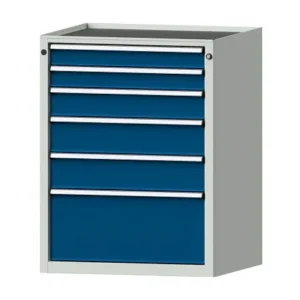 Armoire à tiroirs pour établis ANKE exemple 3004 V 760 x 675 x 980 mm RAL 7035/5010 baignoire 611.006 choisir à bas prix