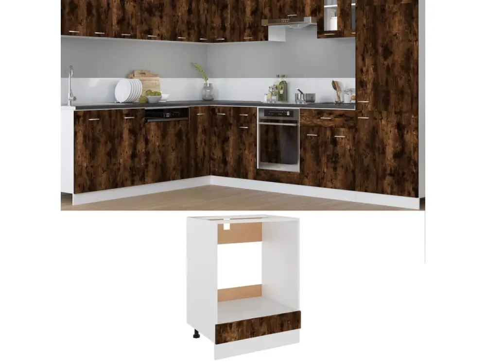 Armoire à four Chêne fumé 60x46x81,5 Bois d'ingénierie avec mémoire de positions