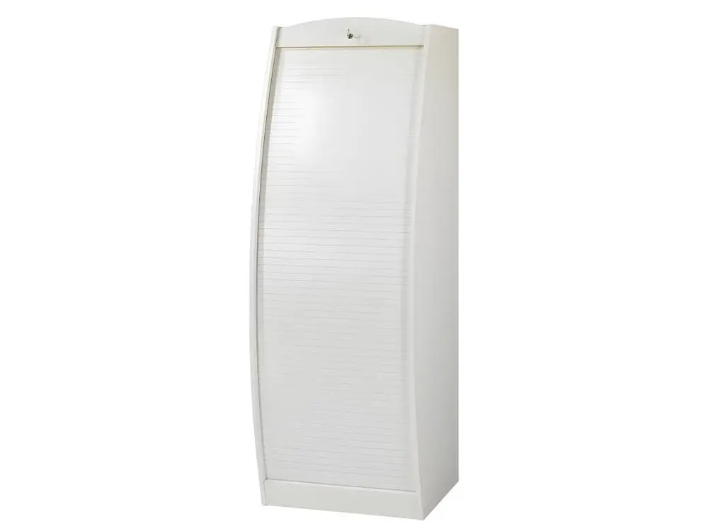 Armoire Informatique Galbée Largeur 60 cm - Coloris: Blanc Couleur Noyer