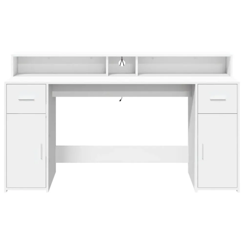 Bureau avec rangement Bureau table poste de travail meuble d'ordinateur informatique étude avec lumières LED 160 x 55 x 91...