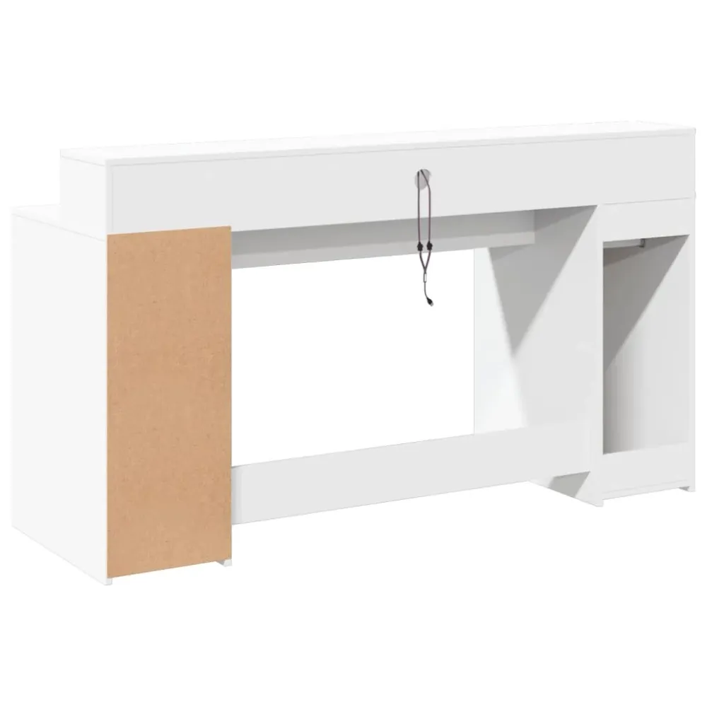 Bureau avec rangement Bureau table poste de travail meuble d'ordinateur informatique étude avec lumières LED 160 x 55 x 91...