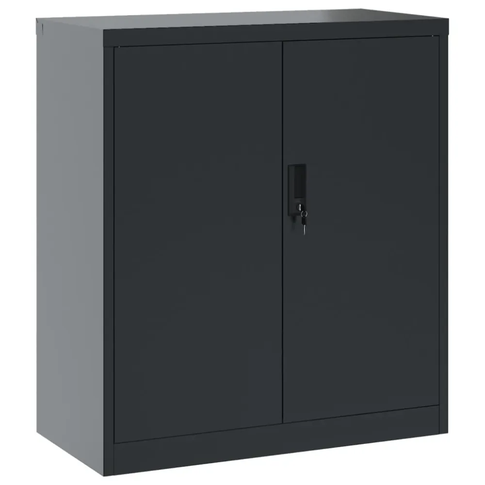 Bureau avec rangement Caissons à tiroirs meuble de bureau portes verrouillables 79 x 40 x 90 cm en acier anthracite DEC024502