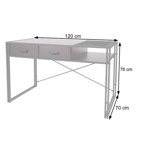 Bureau à caisson Bureau Mendler HWC-H91 bureau d'ordinateur de bureau industriel 76x120x70cm brun obscur 74456+74...