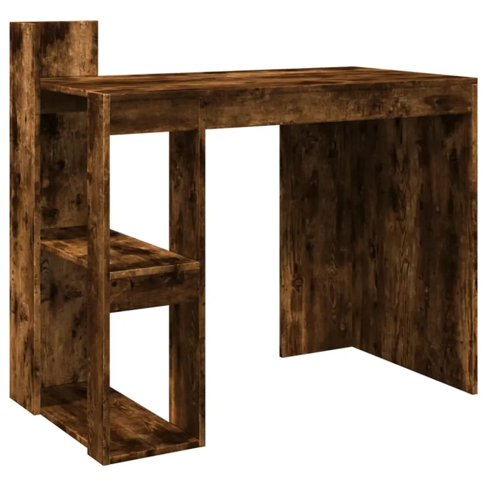 Bureau à caisson Bureau table poste de travail meuble d'ordinateur informatique étude chêne fumé 103,5 x 56,5 x 94 cm bois...