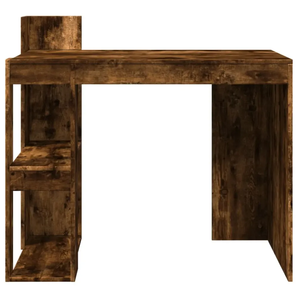 Bureau à caisson Bureau table poste de travail meuble d'ordinateur informatique étude chêne fumé 103,5 x 56,5 x 94 cm bois...