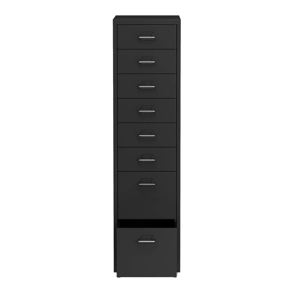 Bureau à caisson Caisson de bureau armoire meuble de rangement à roulettes avec 8 tiroirs 109 x 28 x 41 cm noir 03_0009114