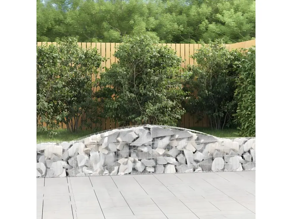 Bureau à caisson Paniers à gabions arqués 9 pièces 400x30x40/60 cm Fer galvanisé