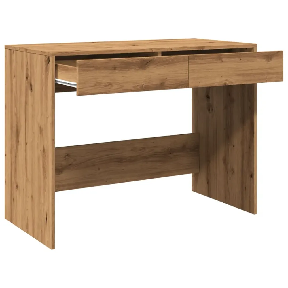 Bureau compact Bureau table poste de travail meuble d'ordinateur informatique étude chêne artisanal 101 x 50 x 76,5 cm boi...