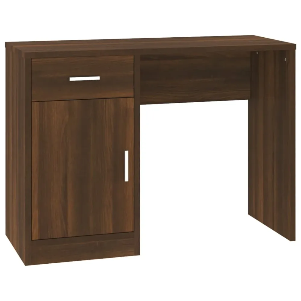 Bureau compact Bureau table poste de travail meuble d'ordinateur informatique étude avec tiroir et armoire chêne 100 x 40...