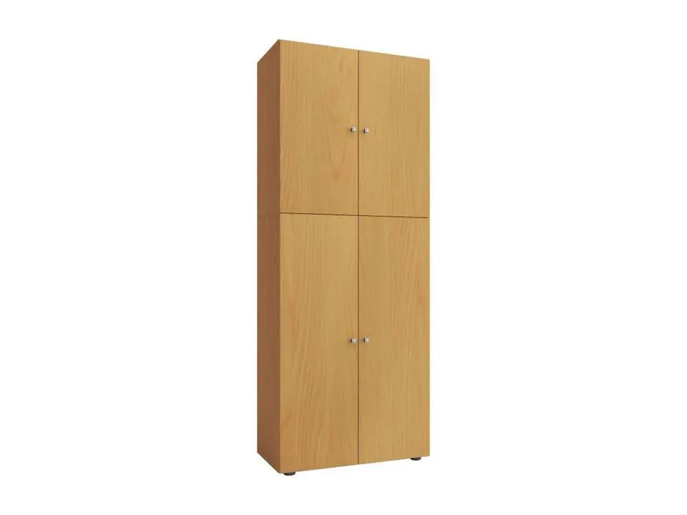 Bureau compact Lona Armoire de bureau, 4 portes, imitation hêtre.