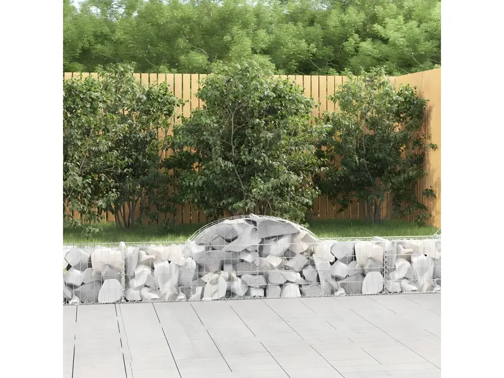 Bureau d'angle Paniers à gabions arqués 5 pièces 200x30x40/60 cm Fer galvanisé