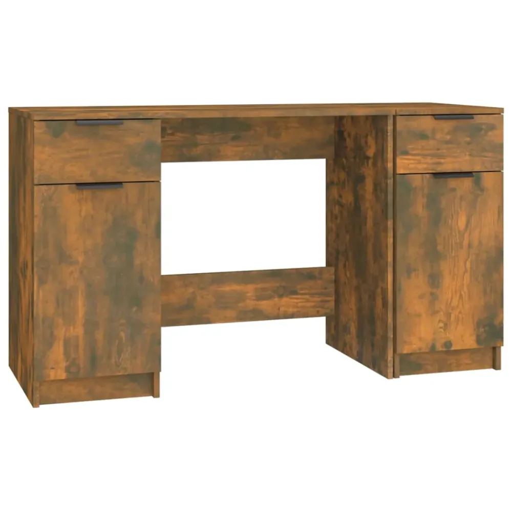 Bureau exécutif Bureau table poste de travail meuble d'ordinateur informatique étude avec armoire latérale chêne fumé bois...