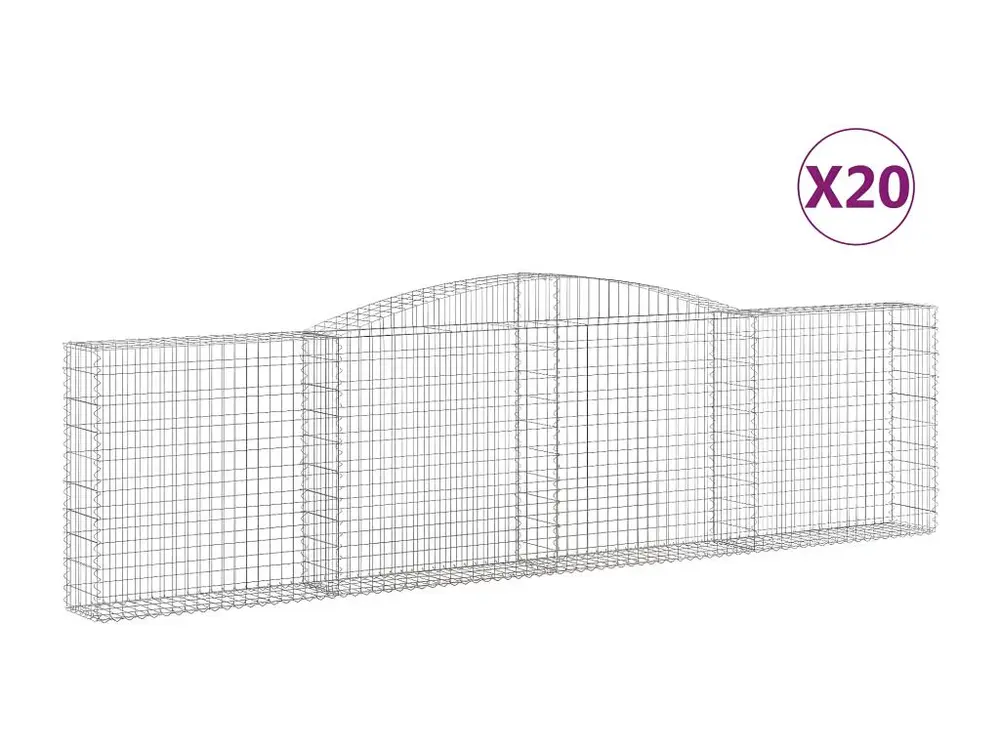 Bureau exécutif Paniers à gabions arqués 20 pièces 400x30x100/120 cm Fer galvanisé