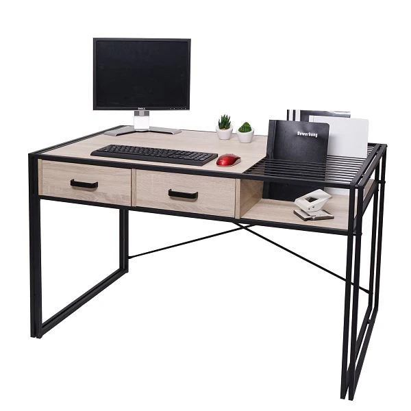 Bureau Mendler HWC-H91 bureau d'ordinateur industriel 76x120x70cm aspect chêne 74454+74455 choisir à bas prix Cou...