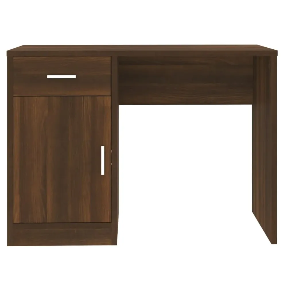 Bureau pour ordinateur Bureau table poste de travail meuble d'ordinateur informatique étude avec tiroir et armoire chêne 1...