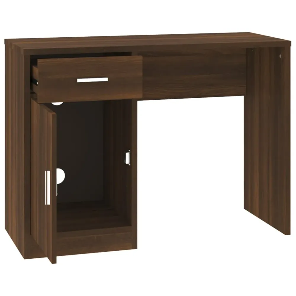 Bureau pour ordinateur Bureau table poste de travail meuble d'ordinateur informatique étude avec tiroir et armoire chêne 1...