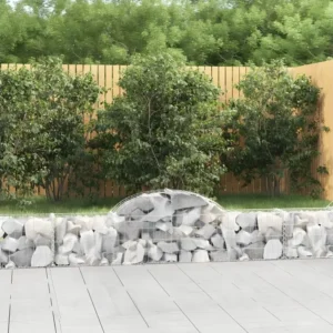 Bureau pour ordinateur Paniers à gabions arqués 6 pièces 200x30x40/60 cm Fer galvanisé