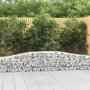 Bureau pour ordinateur Paniers à gabions arqués 9 pièces 400x30x40/60 cm Fer galvanisé