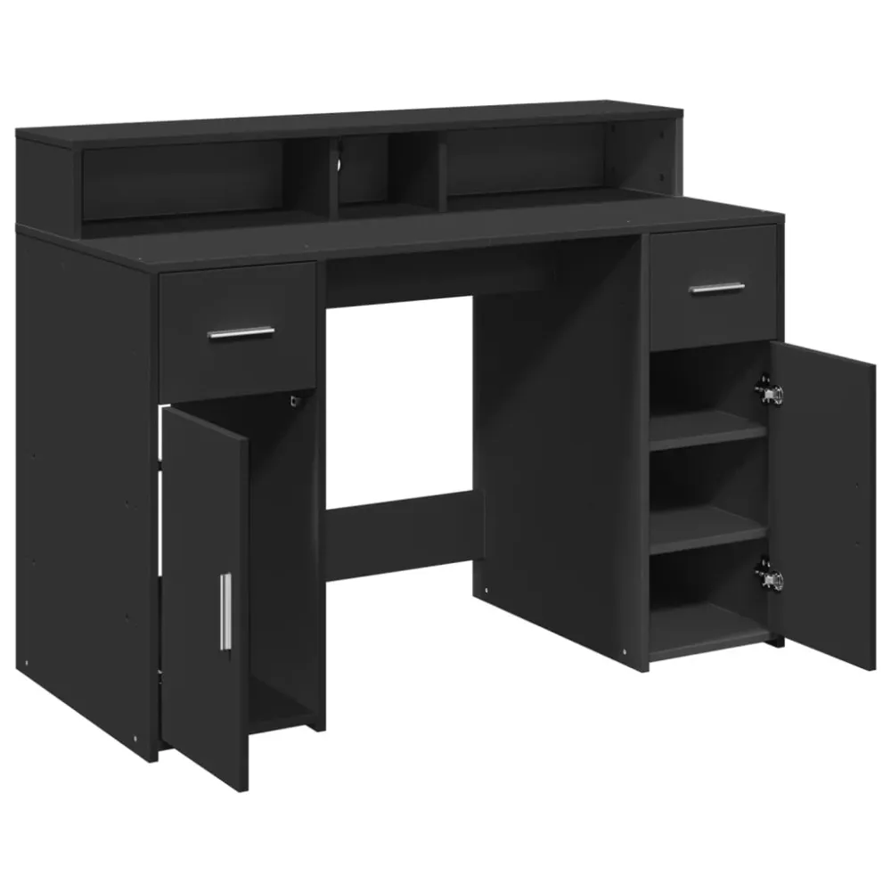 Bureau Professionnel Bureau table poste de travail meuble d'ordinateur informatique étude avec lumières LED 120 x 55 x 91...