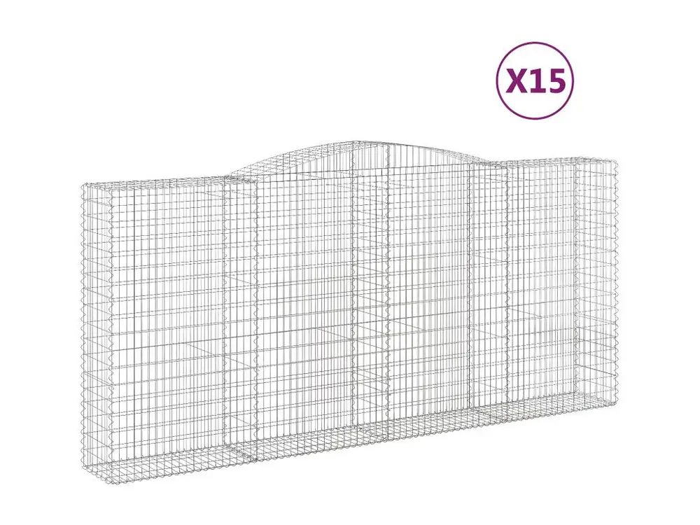 Bureau Professionnel Paniers à gabions arqués 15 pièces 400x50x180/200 cm Fer galvanisé