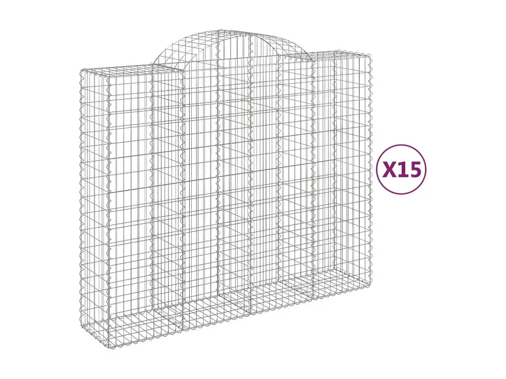 Bureau Professionnel Paniers à gabions arqués 15 pièces 200x50x160/180 cm Fer galvanisé