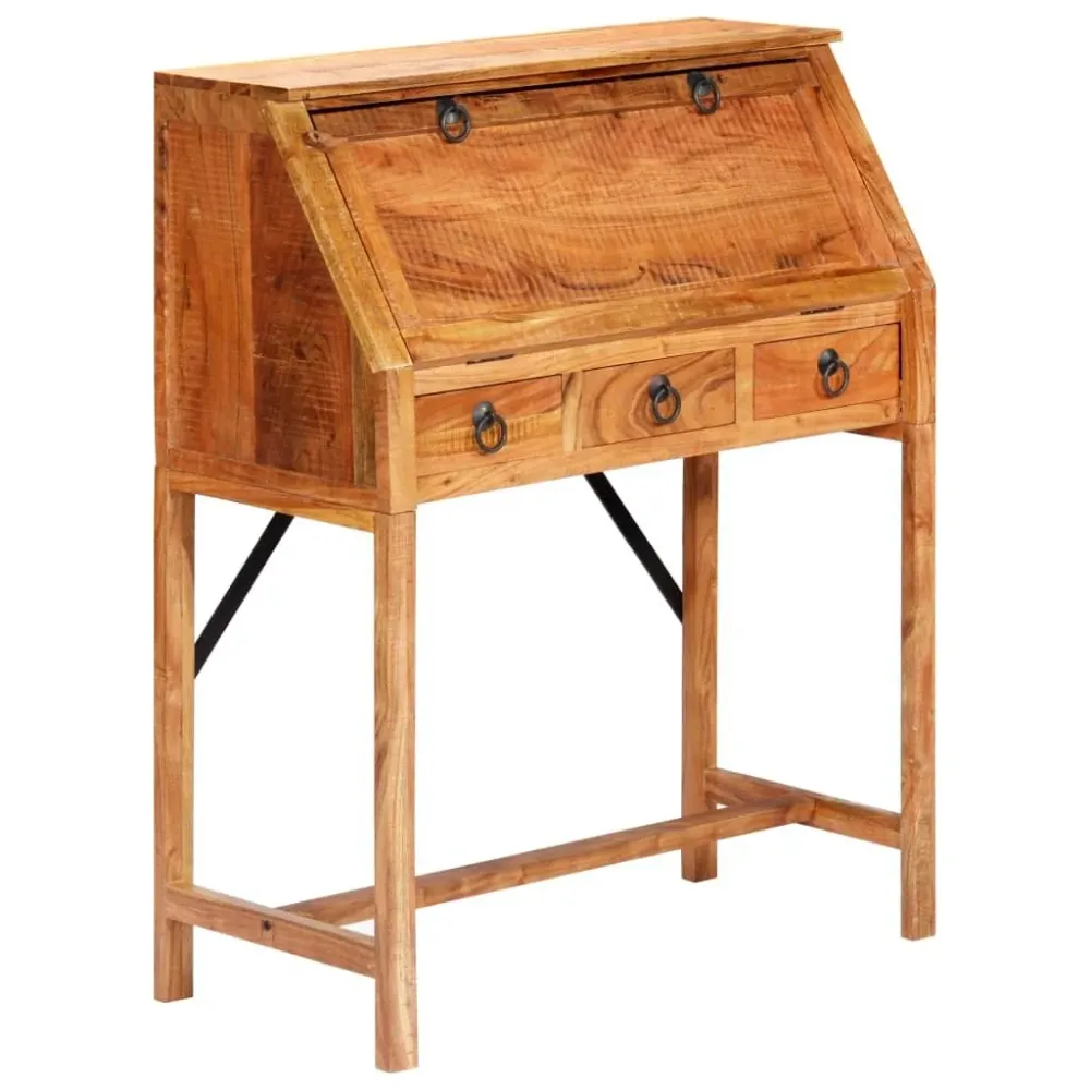 Bureau table meuble travail informatique 90 cm bois d'acacia massif 0502104 en Mélaminé résistant