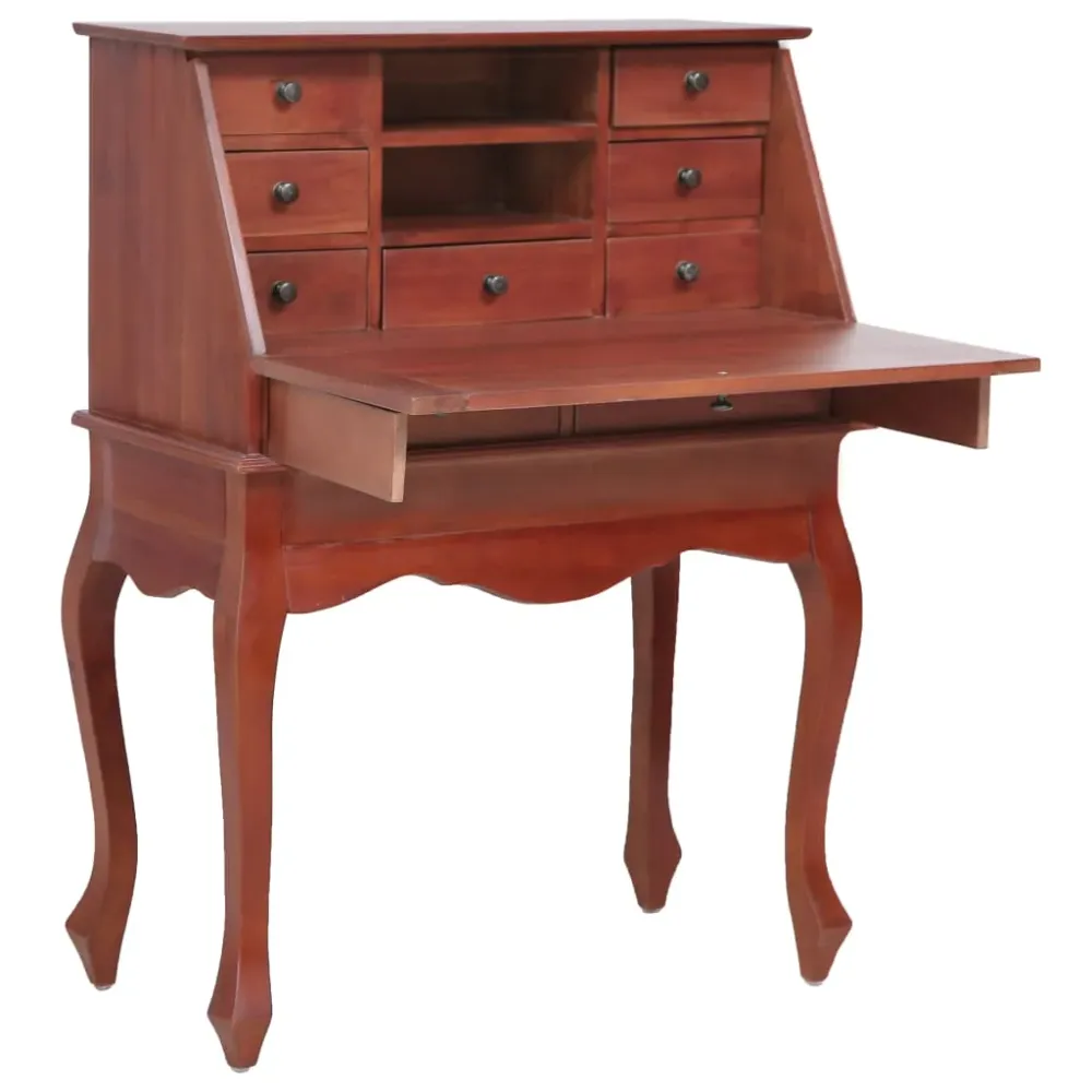 Bureau table poste de travail meuble d'ordinateur informatique étude secrétaire 78 x 42 x 103 cm bois d'acajou massif brun...