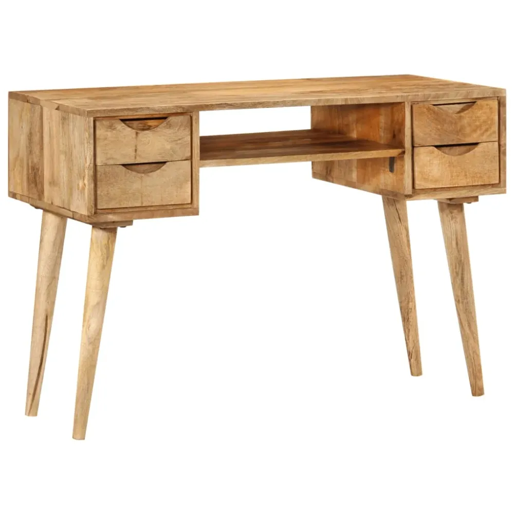 Bureau table poste de travail meuble d'ordinateur informatique étude avec tiroirs 110 x 47 x 76 cm bois de manguier stable...