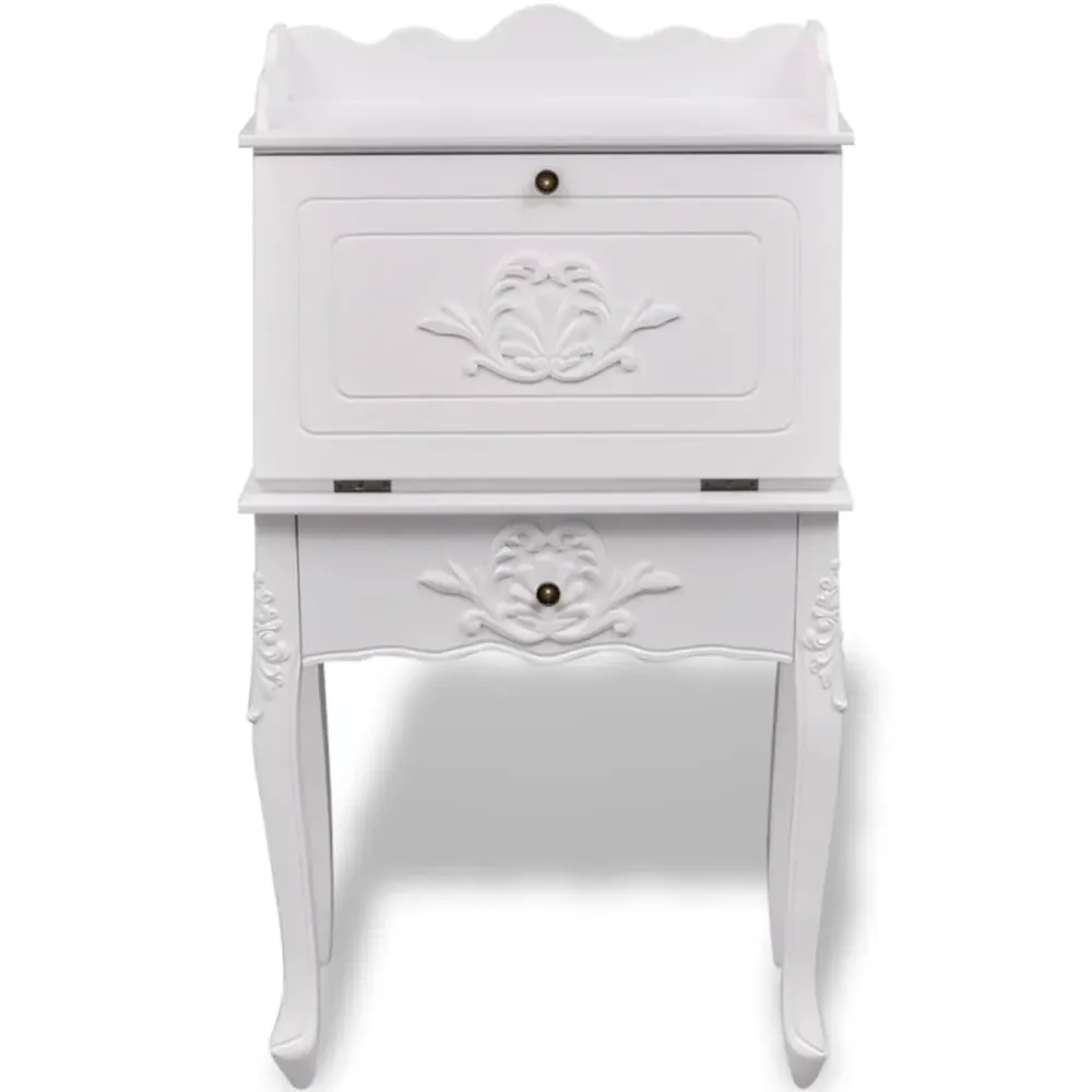 Bureau table poste de travail meuble d'ordinateur informatique étude en style français bois blanc 02_0023780 Surface anti-...