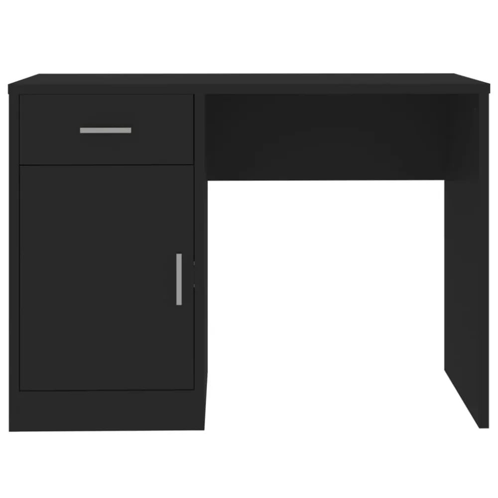 Bureau table poste de travail meuble d'ordinateur informatique étude avec tiroir et armoire 100 x 40 x 73 cm bois ingénier...