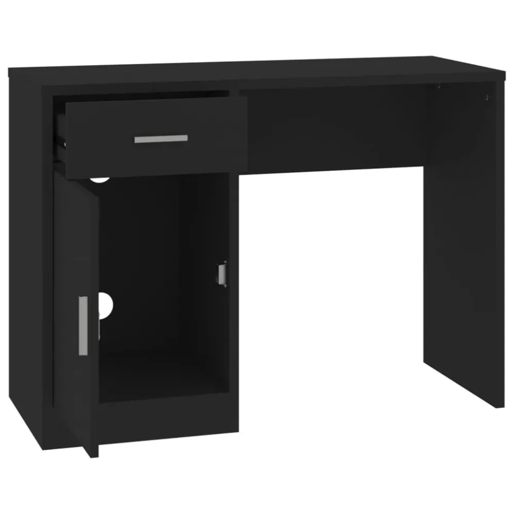 Bureau table poste de travail meuble d'ordinateur informatique étude avec tiroir et armoire 100 x 40 x 73 cm bois ingénier...