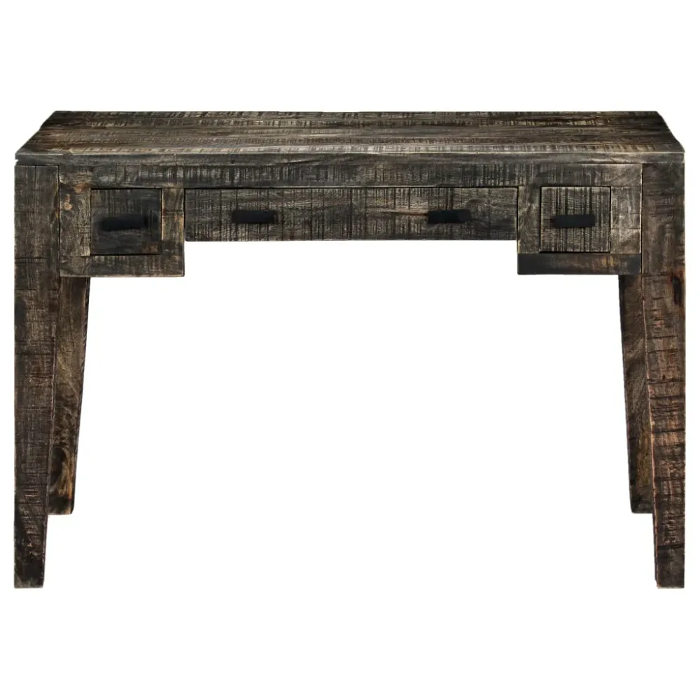 Bureau table poste de travail meuble d'ordinateur informatique étude 110 x 50 x 75 cm bois de manguier massif noir 02_0023...