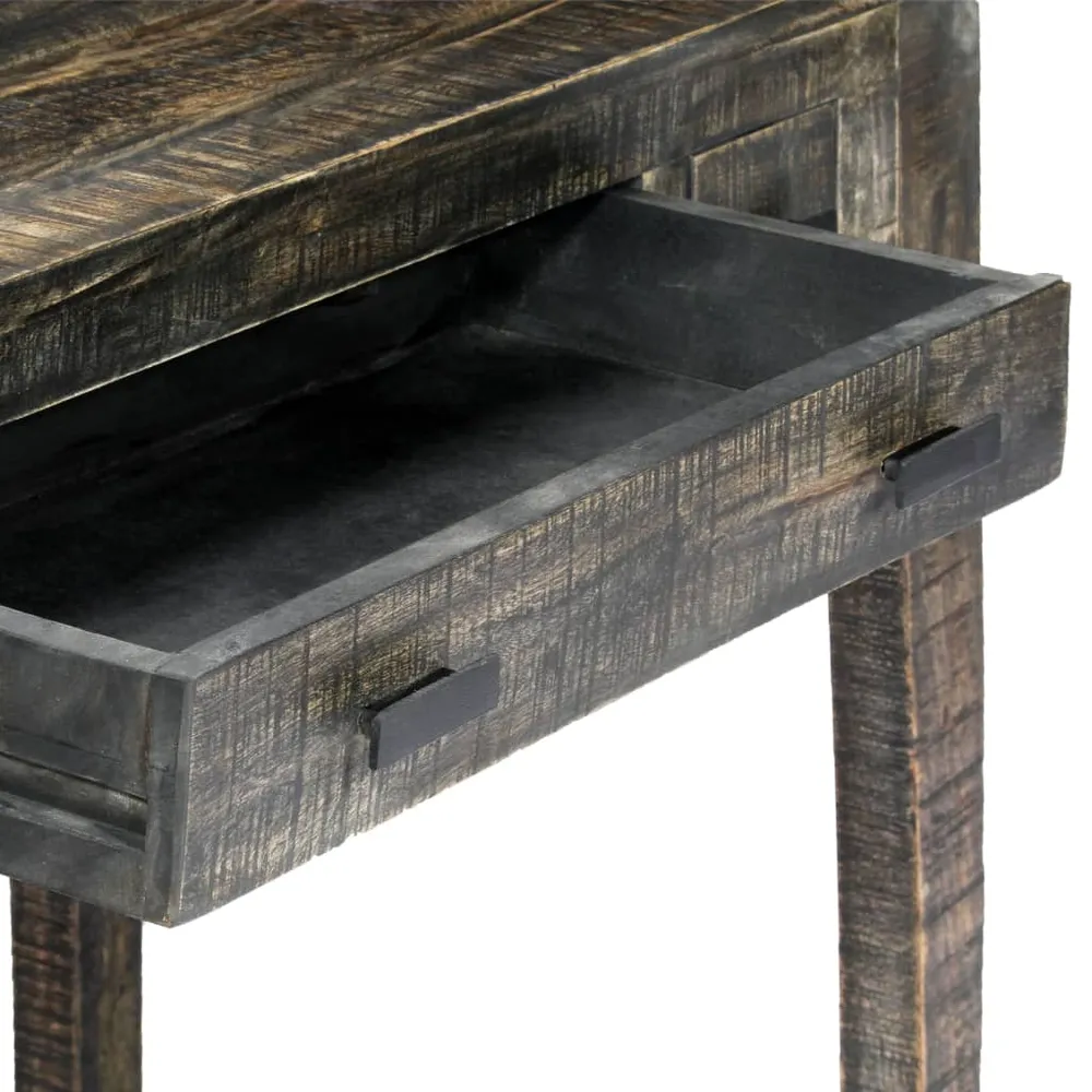Bureau table poste de travail meuble d'ordinateur informatique étude 110 x 50 x 75 cm bois de manguier massif noir 02_0023...