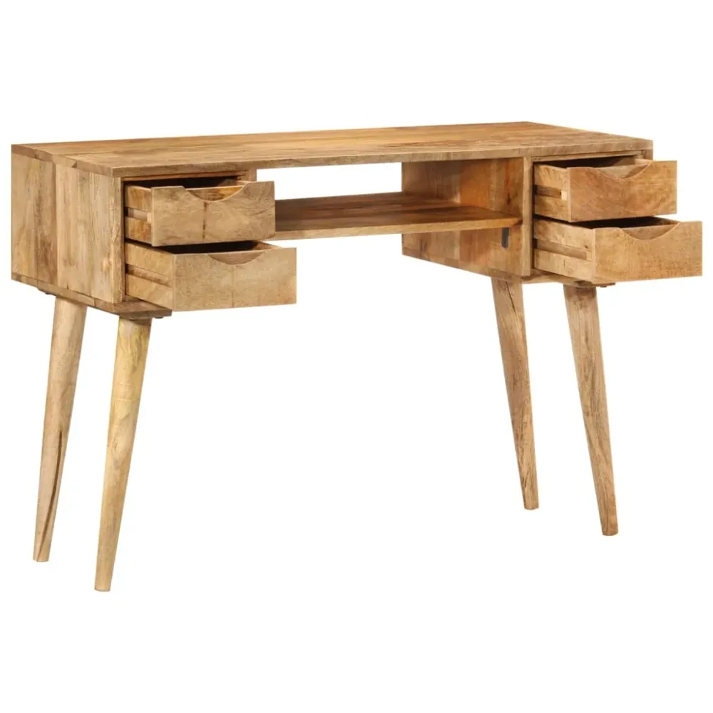 Bureau table poste de travail meuble d'ordinateur informatique étude avec tiroirs 110 x 47 x 76 cm bois de manguier robust...