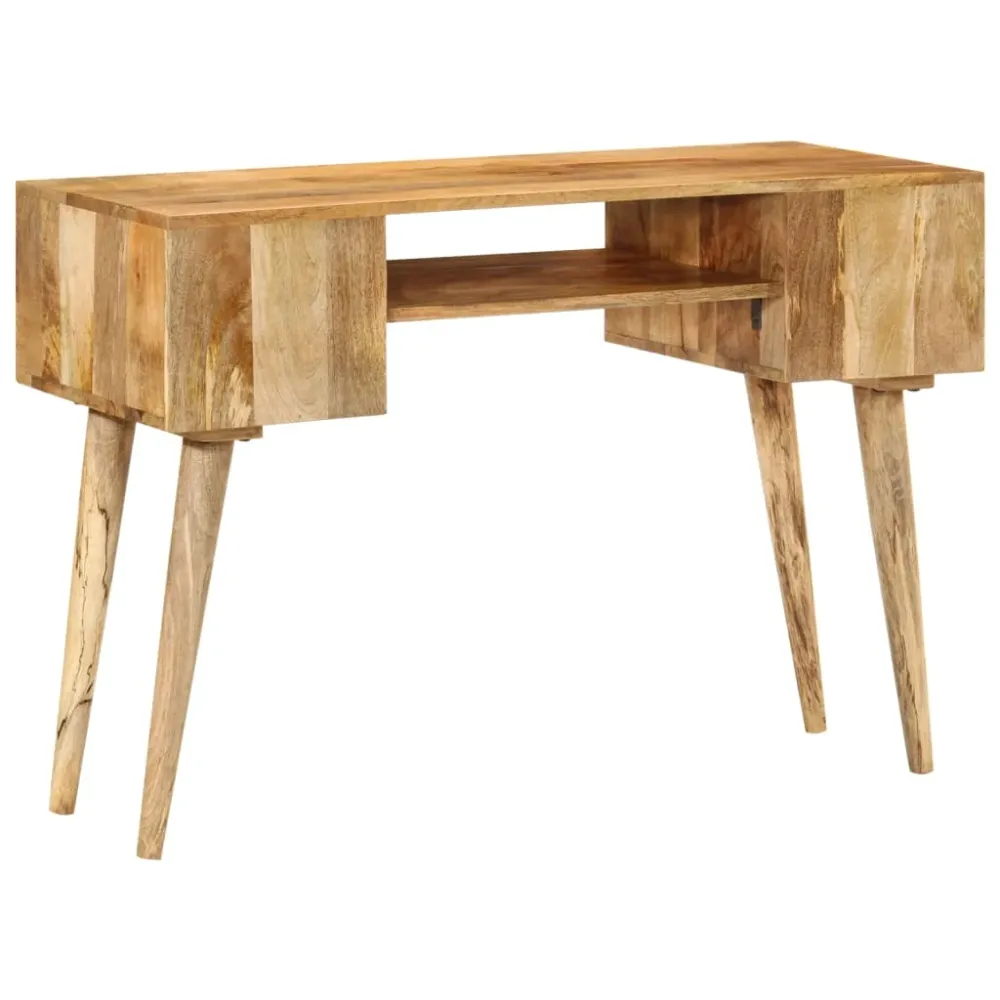 Bureau table poste de travail meuble d'ordinateur informatique étude avec tiroirs 110 x 47 x 76 cm bois de manguier robust...