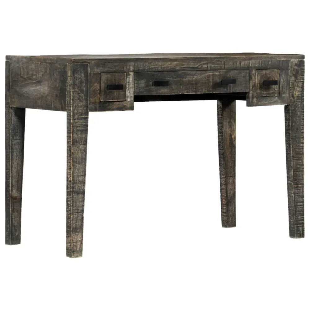 Bureau table poste de travail meuble d'ordinateur informatique étude 110 x 50 x 75 cm bois de manguier massif noir 02_0023...