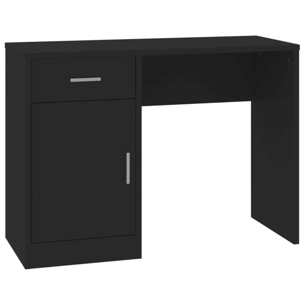 Bureau table poste de travail meuble d'ordinateur informatique étude avec tiroir et armoire 100 x 40 x 73 cm bois ingénier...