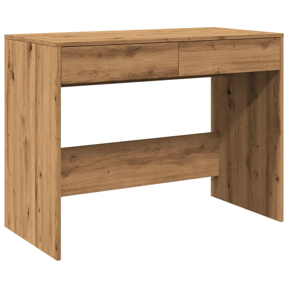 Bureau table poste de travail meuble d'ordinateur informatique étude chêne artisanal 101 x 50 x 76,5 cm bois d'ingénierie...