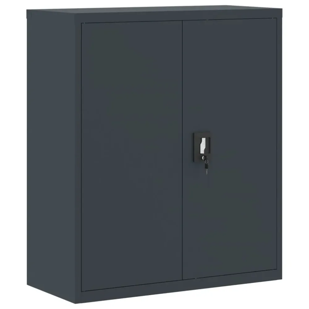 Caissons à tiroirs meuble de bureau portes verrouillables 90 x 40 x 105 cm acier anthracite DEC024503 avec câble management