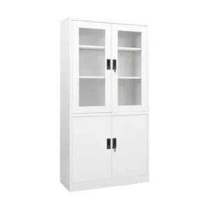 Meuble de Bureau Modulable Armoire de bureau Blanc 90x40x180 Acier 4