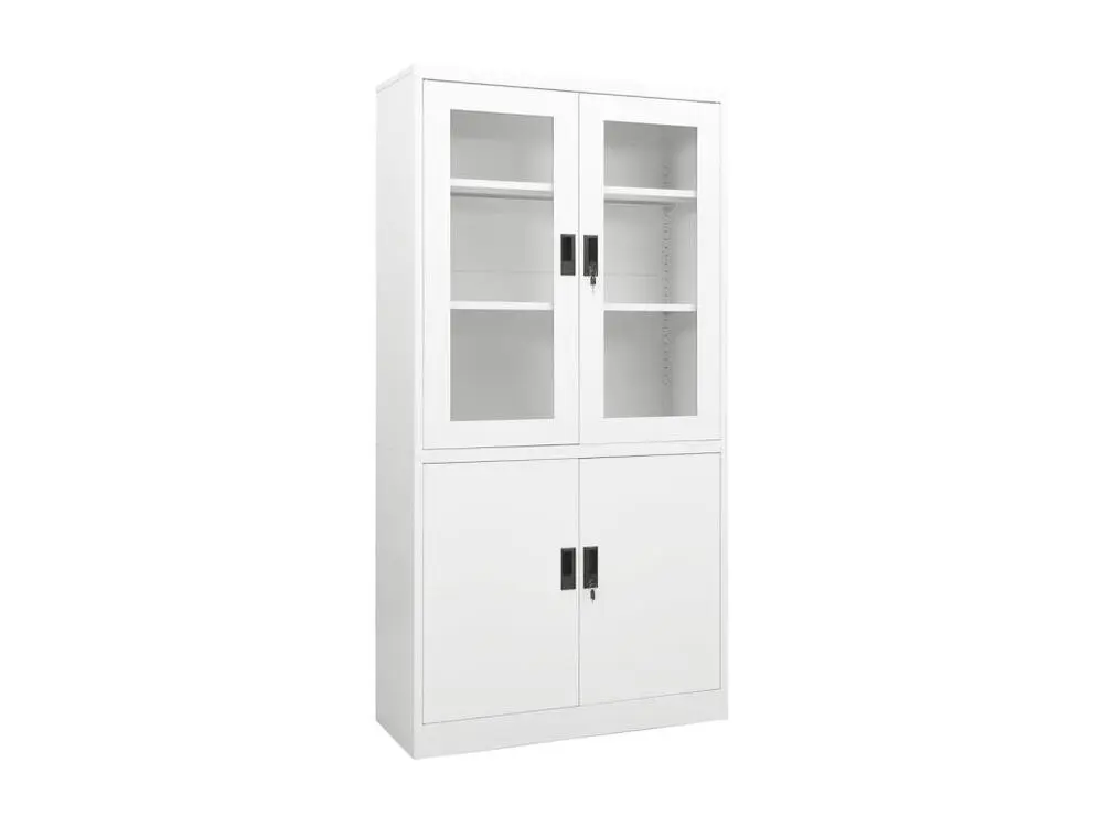 Meuble de Bureau Modulable Armoire de bureau Blanc 90x40x180 Acier 4