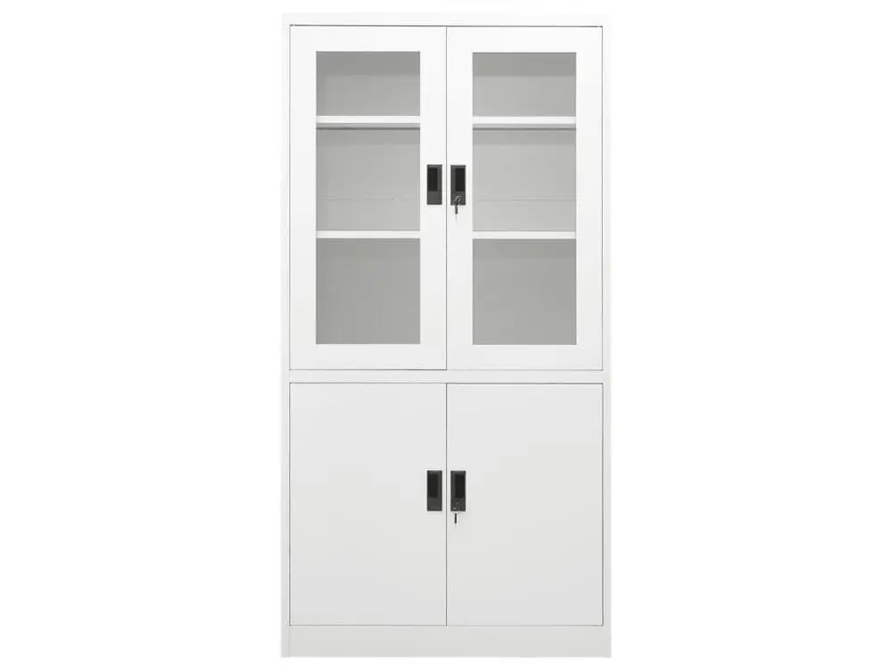 Meuble de Bureau Modulable Armoire de bureau Blanc 90x40x180 Acier 4
