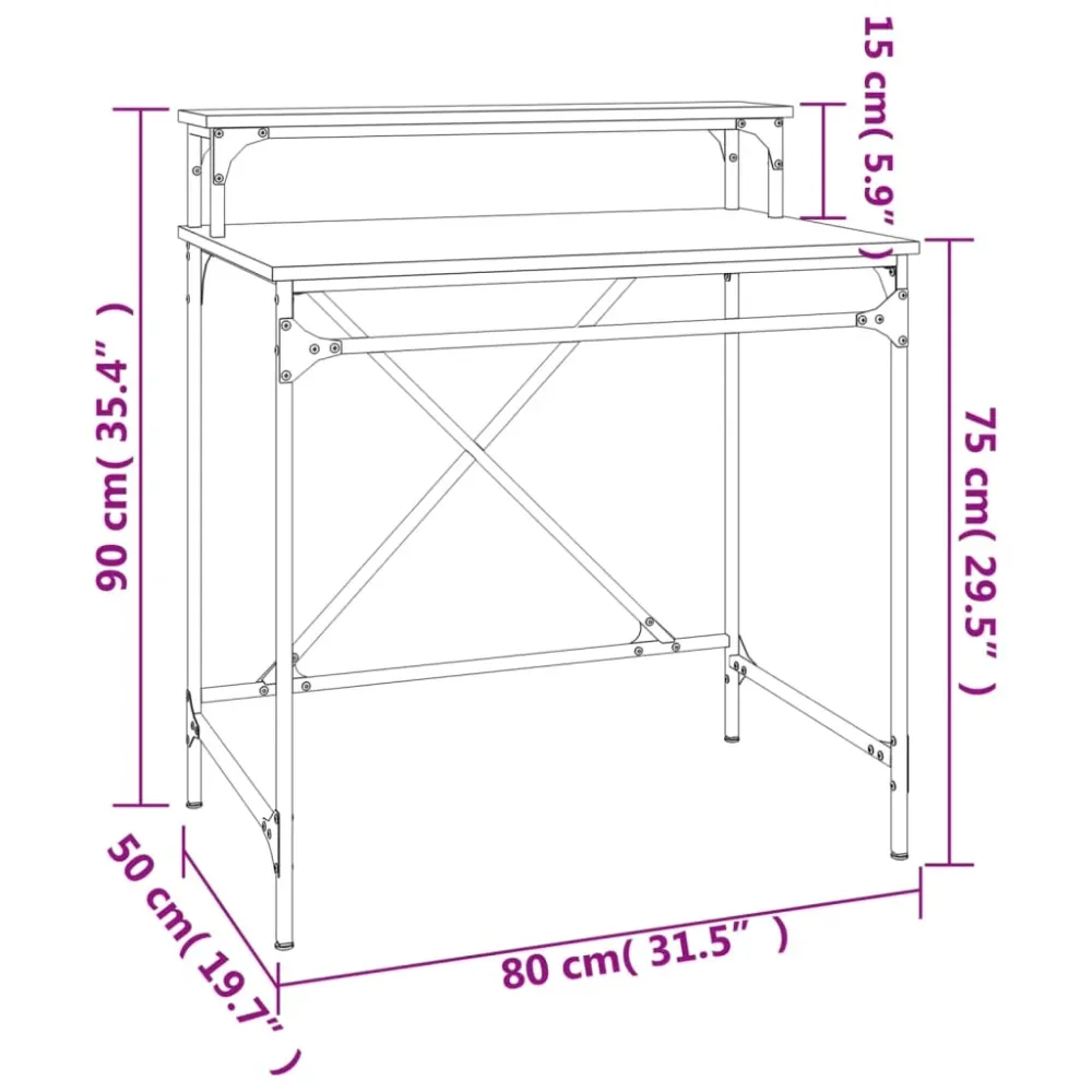 Meuble de Bureau Modulable Bureau table poste de travail meuble d'ordinateur informatique étude 80 x 50 x 90 cm bois d'ing...