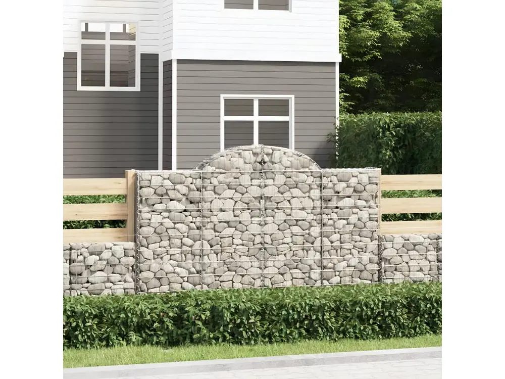 Paniers à gabions arqués 9 pièces 200x30x120/140 cm Fer galvanisé en Mélaminé résistant