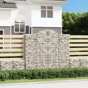Paniers à gabions arqués 9 pièces 200x30x180/200 cm Fer galvanisé Couleur Noyer