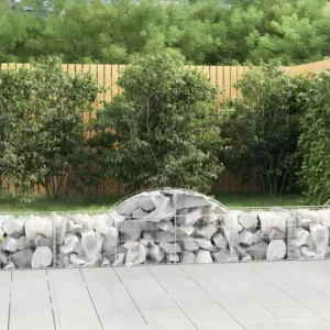 Paniers à gabions arqués 18 pièces 200x50x40/60 cm fer galvanisé avec tablette coulissante pour clavier