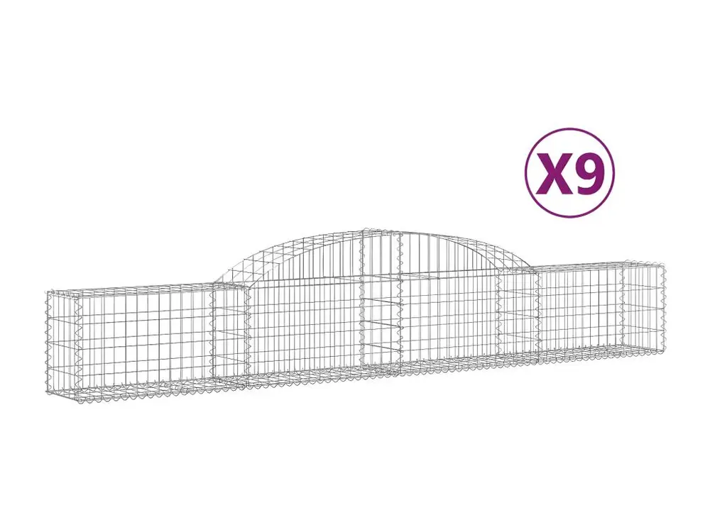 Paniers à gabions arqués 9 pièces 300x30x40/60 cm fer galvanisé avec moteur électrique