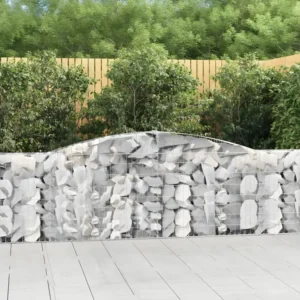 Paniers à gabions arqués 4 pièces 400x30x100/120 cm Fer galvanisé